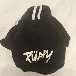 NWOT Frisco Black Dog Hoodie With White Stripes